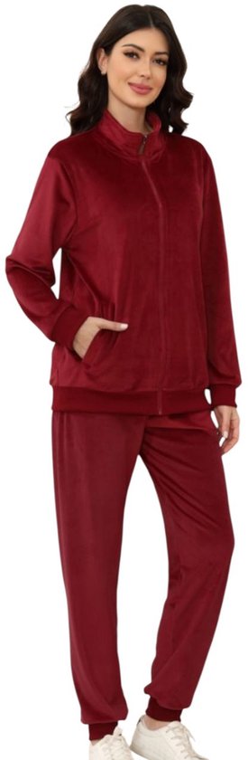 Dames Huispak – Vrijetijdspak met Rits - Velours - 3090 - Maat XXXL - Grijs
