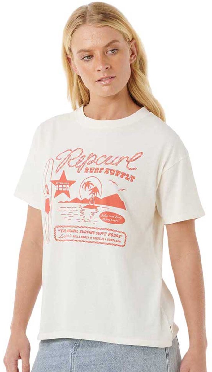 Rip Curl Surf Supply Relaxed T-shirt Met Korte Mouwen XS Vrouw Bone