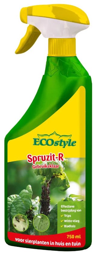 ECOstyle Spruzit-R Insecten Bestrijdingsmiddel Spray - Bladluis, Trips, Witte Vlieg - 100% Plantaardig - Binnen & Buiten - Gebruiksklaar - 750 ML