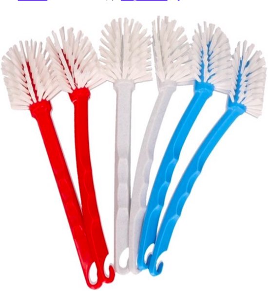 Afwasborstels met haakje – 6 stuks – diverse kleuren – 28 cm