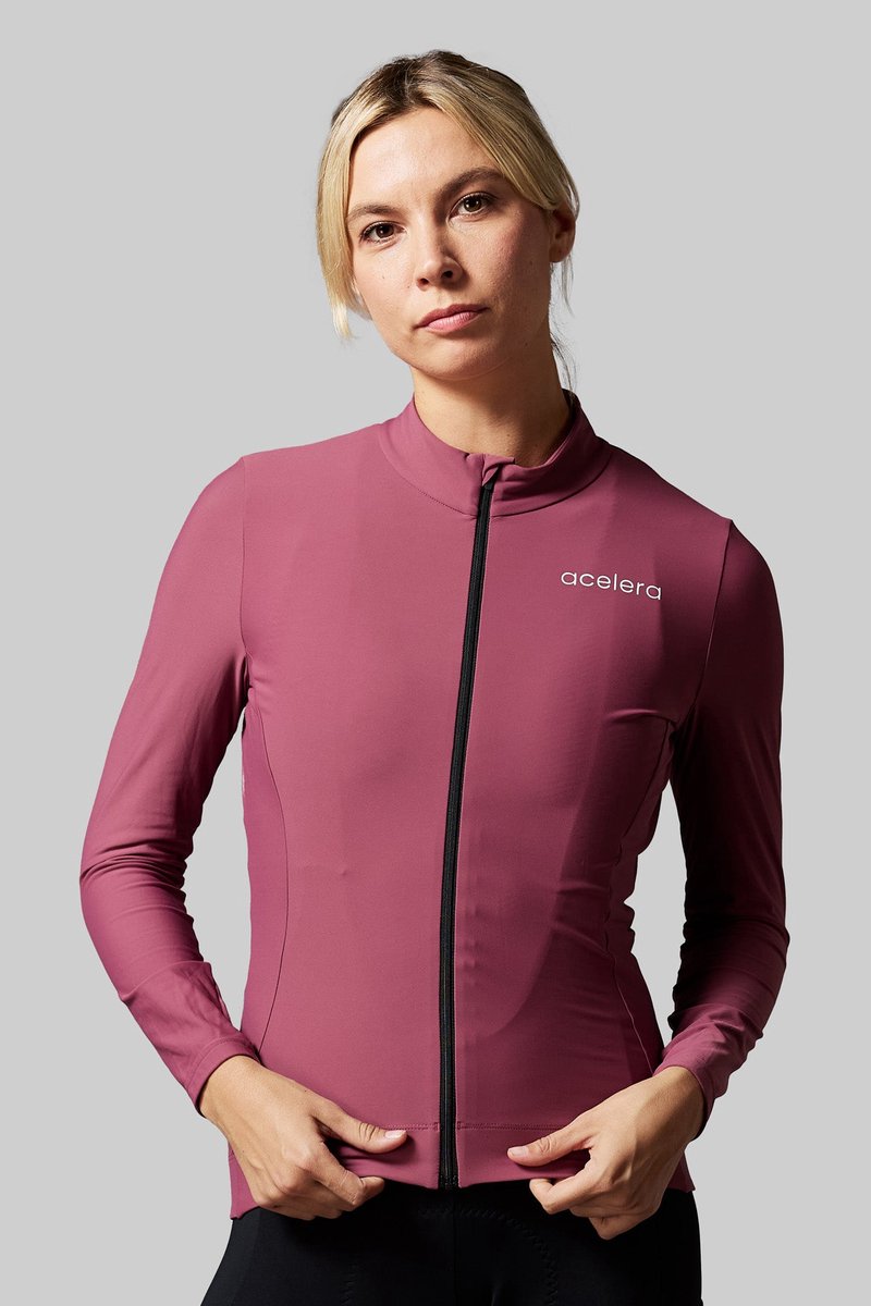 Acelera Fietsshirt Lange Mouwen Rood - Lined - Wielershirt - Fietskleding - Dames - Warm Fietsshirt Lange Mouwen - Maat S