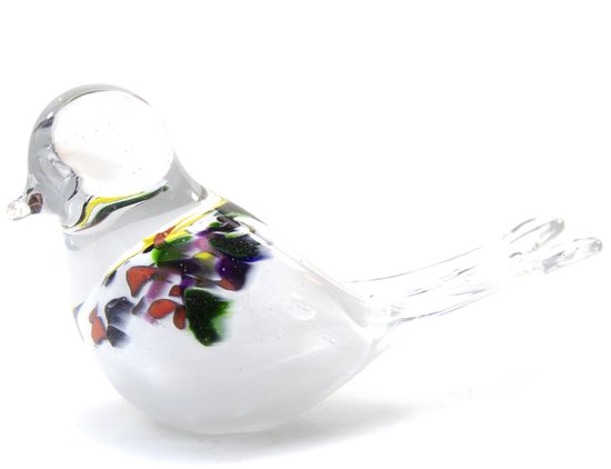 Loranto - Vogel Witte / Couleur - Décoration d'oiseau en Verres - Figurines en verre
