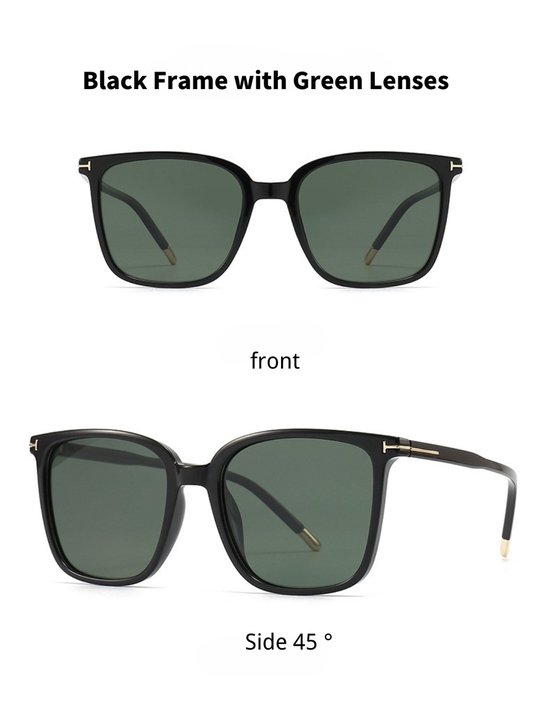 VueDeCerf Unisex Zonnebril - CAT 3 Zonnebril - UV380 - Vierkant - Zwart Montuur met Groene Glazen van VueDeCerf — afbeelding 2