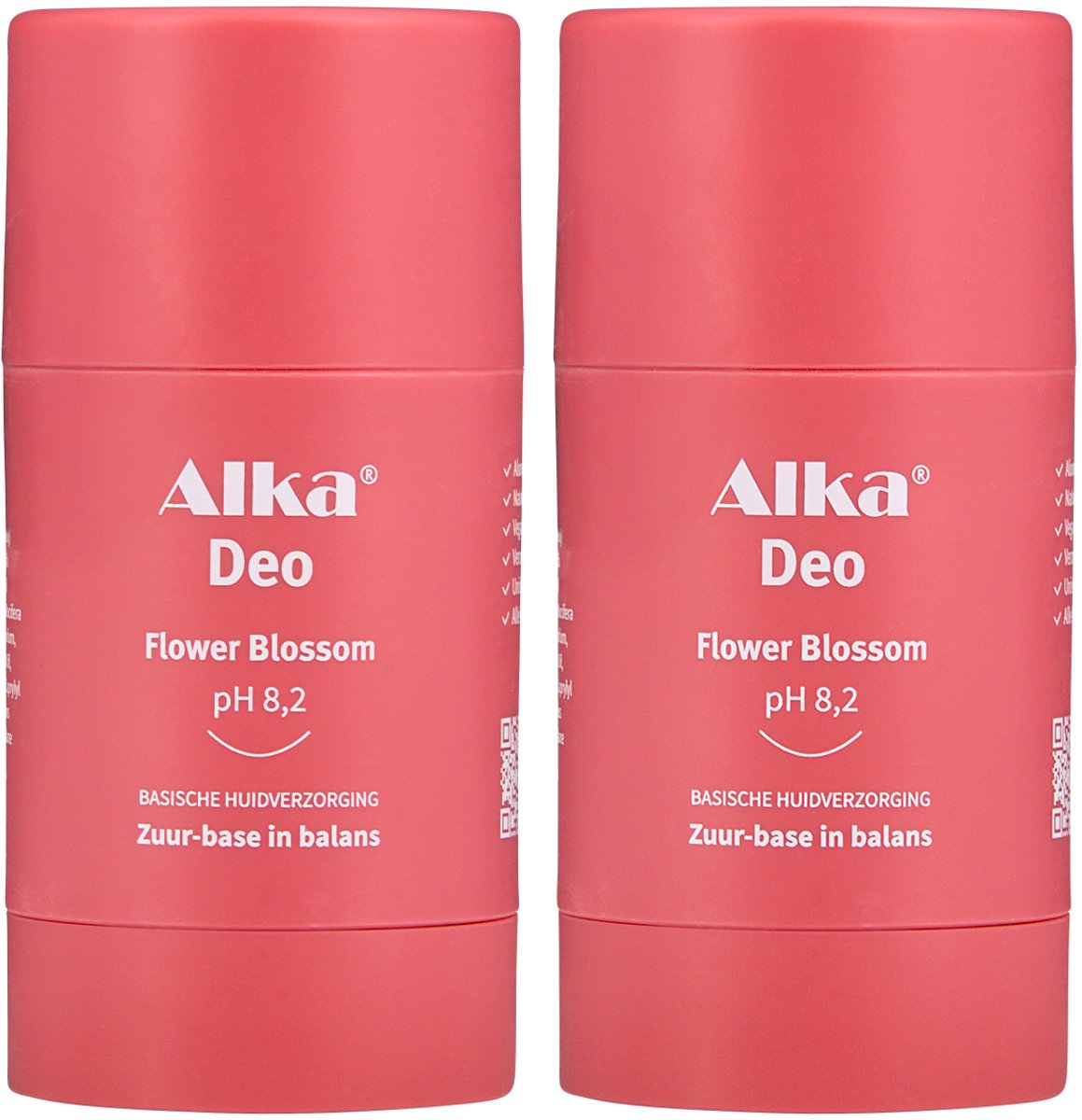 Alka® Deo Flower Blossom - 2 x 75ml - Basische Deo pH 8,2 - Vegan & Natuurlijke en Gezonde Deodorant - 0% Aluminium - Deodorant Stick - Unisex