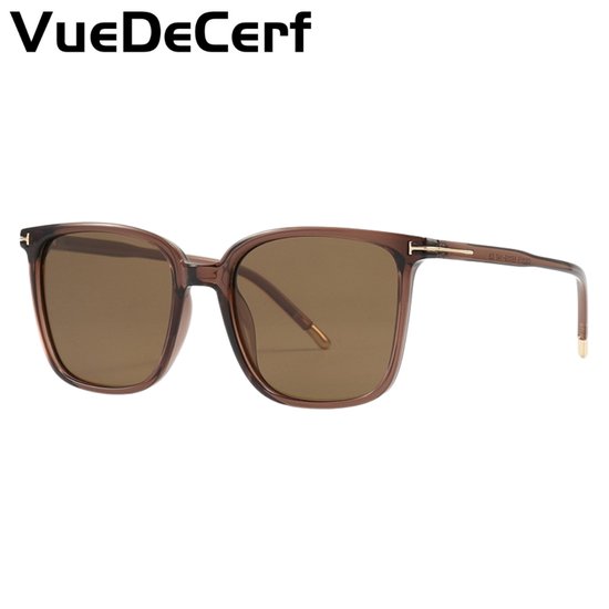 Lunettes de soleil unisexes VueDeCerf - Catégorie 3 - UV380 - Carrées - Monture marron et Verres marron