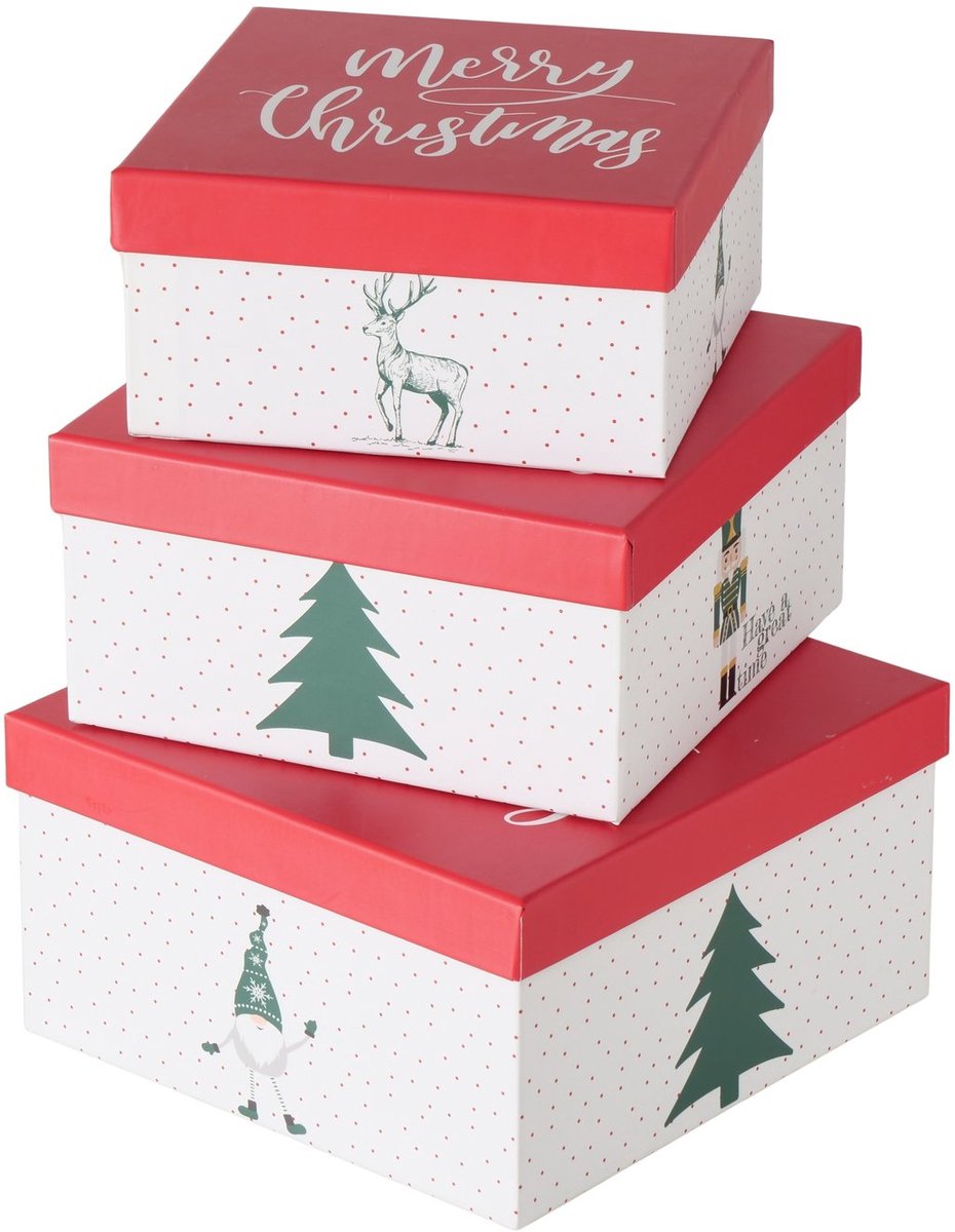 Set van 3 geneste dozen Chrissy kerst