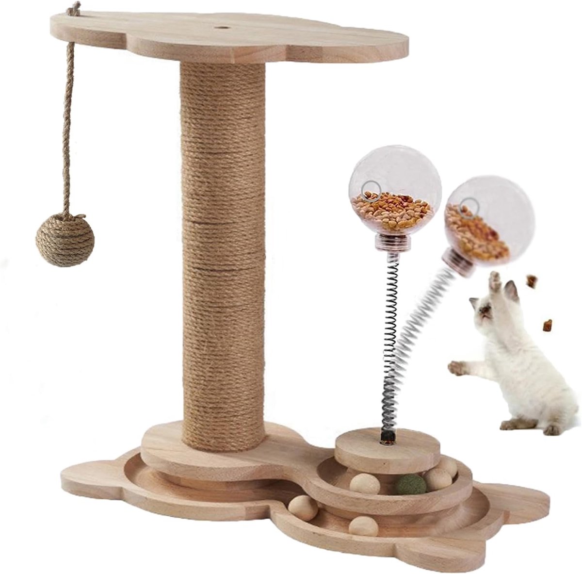 kattenboom_ van natuurlijk sisaltouw, hoogte 46,5 cm, geschikt voor huiskatten_natuurlijk hout