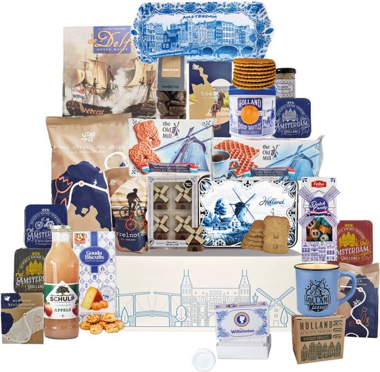 Kerstpakket - Geschenkpakket - Holland Pakket 4 - CadeauPakket met diverse Hollandse lekkernijen en cadeautjes