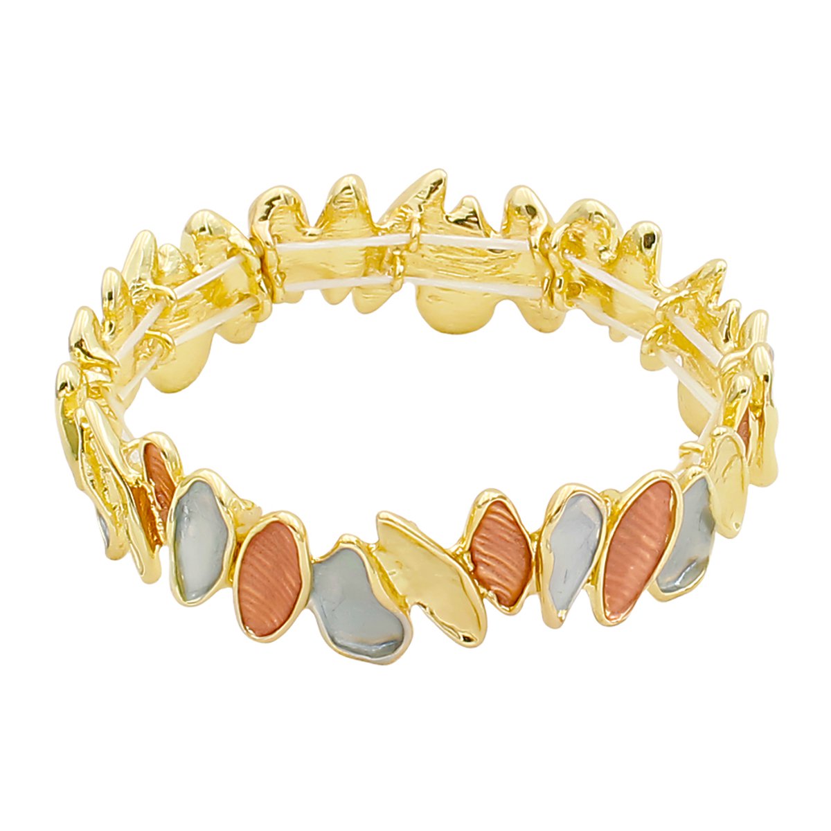 Milieuvriendelijk Geel, Rood en Blauw Bloemblaadje Geometrische Elastische Damesarmband