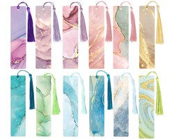 12pcs Paper Bookmarks Marble Design Book Marker Vintage Book Mark With Tassels For Men Women Book Lovers Stationery Bookish Reading Supply