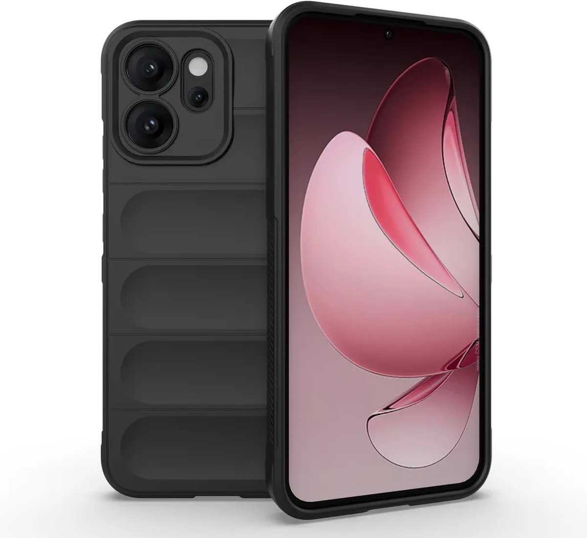 MobyDefend Hoesje - Geschikt voor Oppo Reno14 - TPU Gripcase - Zwart