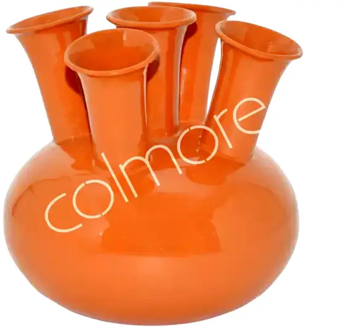 Colmore by Diga emaille tulpen toeter vaas oranje met 5 monden 23 cm