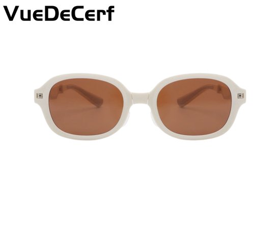 VueDeCerf Unisex Zonnebril - Opvouwbare Zonnebril - UV380 - Ovaal - Wit Montuur met Bruine Glazen van VueDeCerf — afbeelding 2