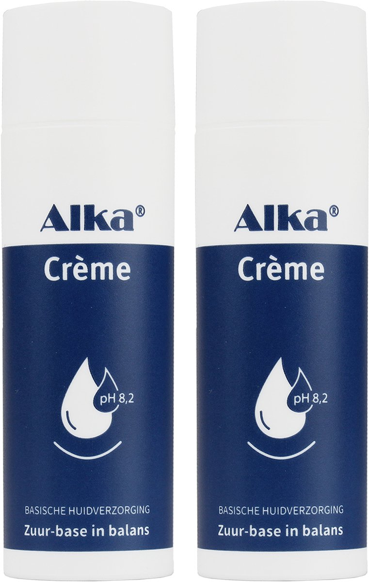 Alka® Crème - Basische Crème pH 8.2 - 2 x 50 ml - Verzorgende en Voedende Crème - Voor ieder huidtype - Vegan - Aluminium- en parabenenvrij