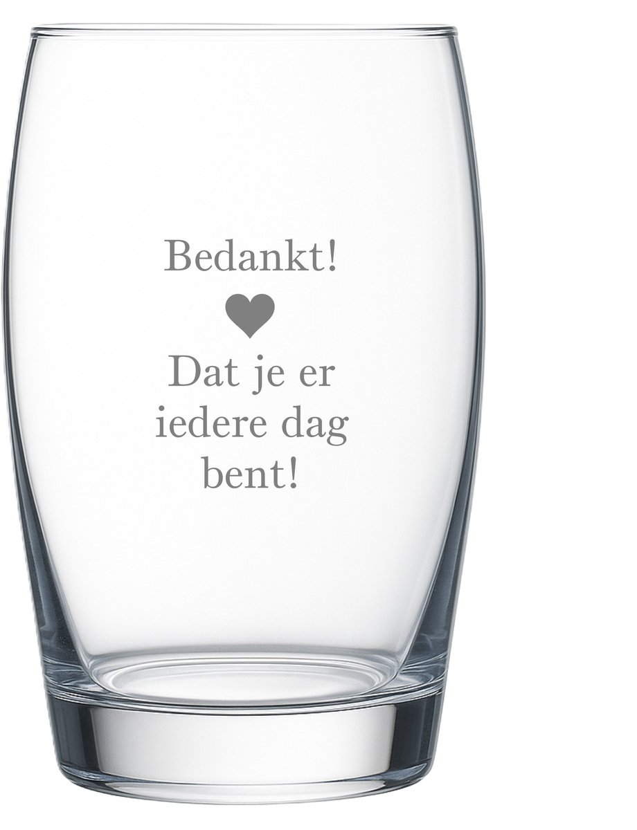 Waterglas - Gegraveerd waterglas - Bedank! Dat je er iedere dag bent! - Secretaresse dag - Bedankje - Bedankt cadeau - Drinkglas - Waterglas graveren - Cadeau van glas - Glas cadeau - Origineel cadeau