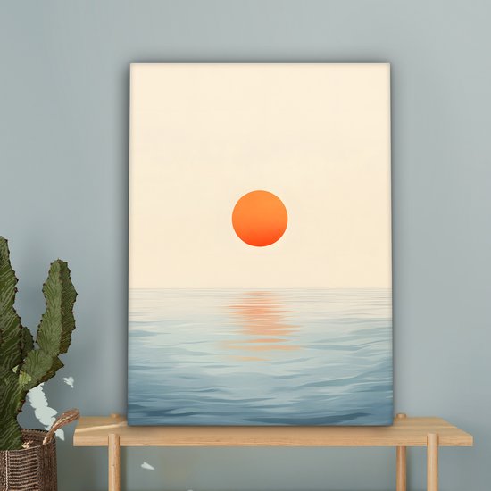 Tableau sur toile 60x80 cm - Décoration murale exclusive Soleil - Oranje - Mer - Décoration murale salon - Décoration chambre - Accessoires chambre - Peintures sur toile