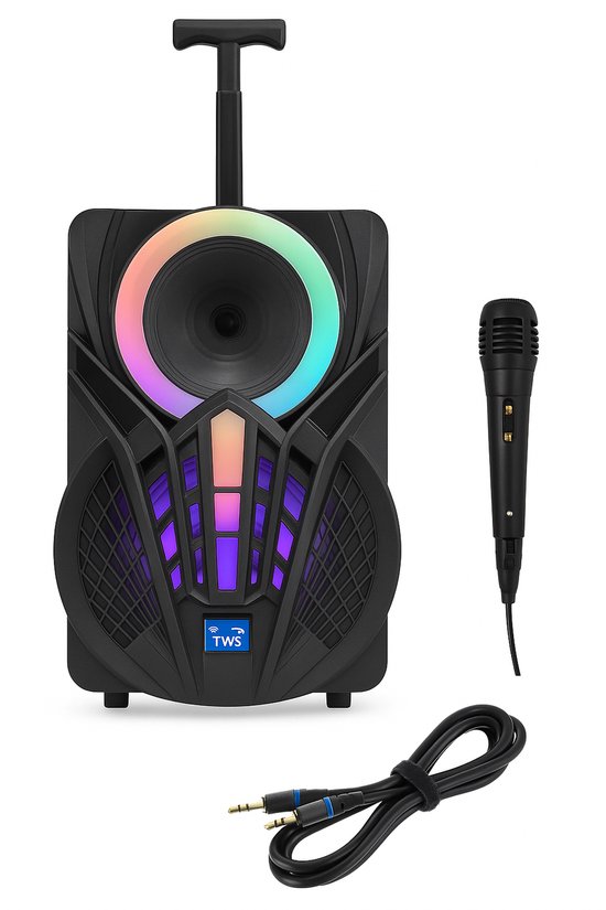 Denver – Karaoke Set Incl. Microfoon & AUX Kabel – Bluetooth Speaker – Voor Kinderen & Volwassenen – Karaokesets – Karaokeset – AUX / USB / MicroSD / FM Radio – Zwart