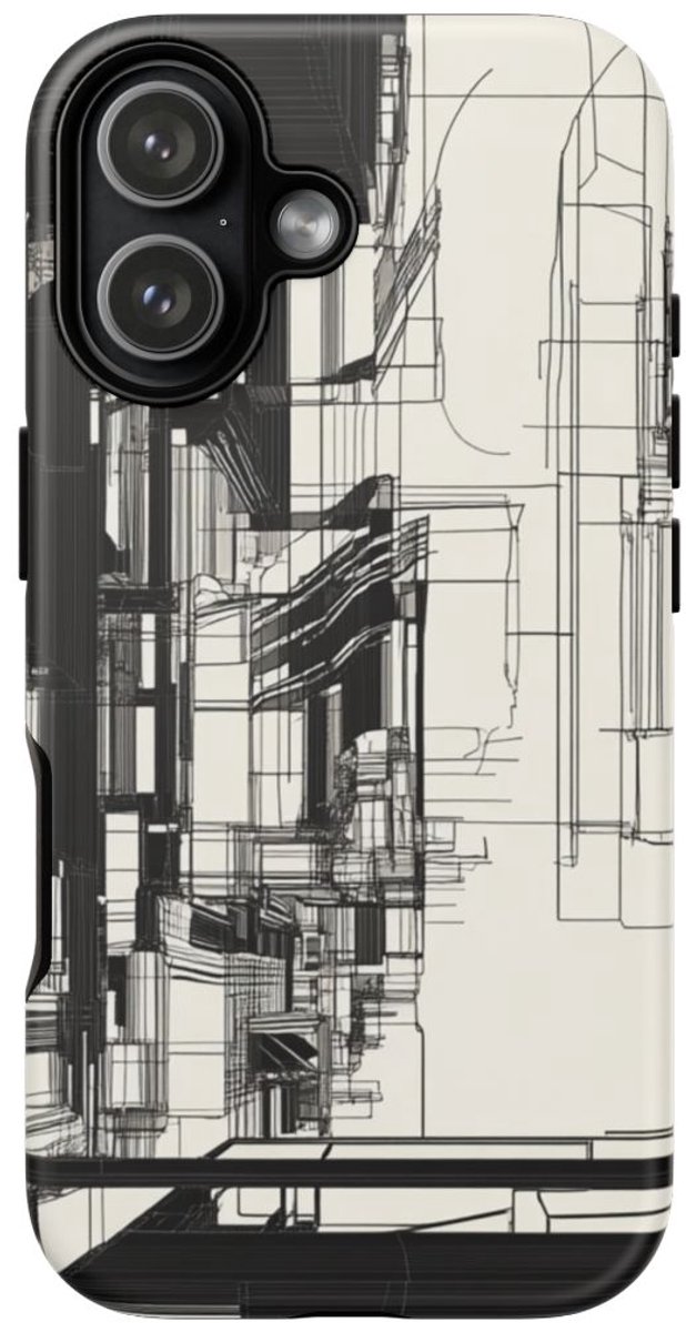 Abstracte Stedelijke Lijntekening – Telefoonhoesje Geschikt voor iPhone 17