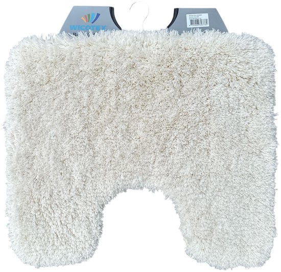 Wicotex - Tapis de toilette Montagnes Beige - Dessous antidérapant - Tapis de toilette avec évidement - Dimensions 50x60cm - Doux et moelleux