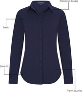 Mi Piace Travel Fabric Blouse Femme - Marine - Elegant et sans plis - Taille S/36- 60840