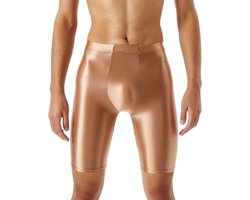 Strakke Glanzende Herenshort – Stretch Boxer – Erotische broek - Goudkleurig