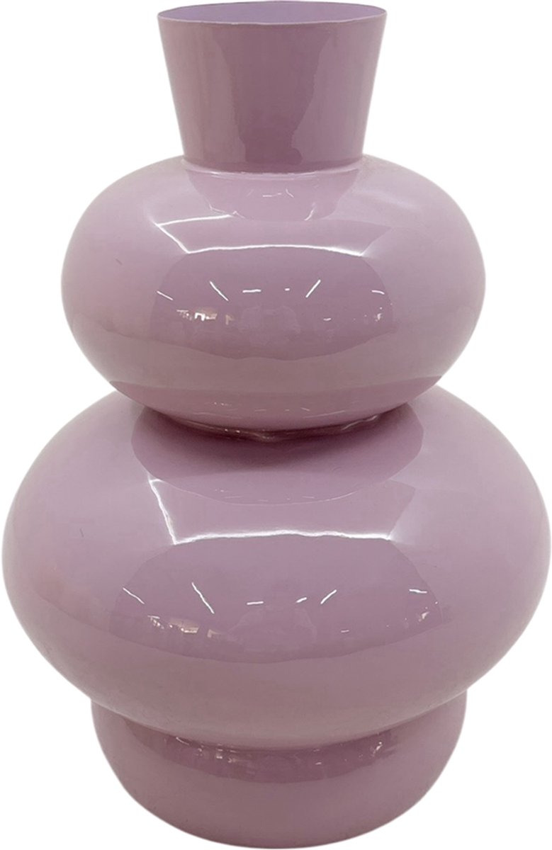 by Mooss - Enamel - Vaas - Lila - Licht Paars - Light Purple - Medium - 42 cm - Ø 30 cm - Hoogglans - Metaal - Groot - Chique - Trendy - Hip - Eyecatcher - Decoratief - Emaille