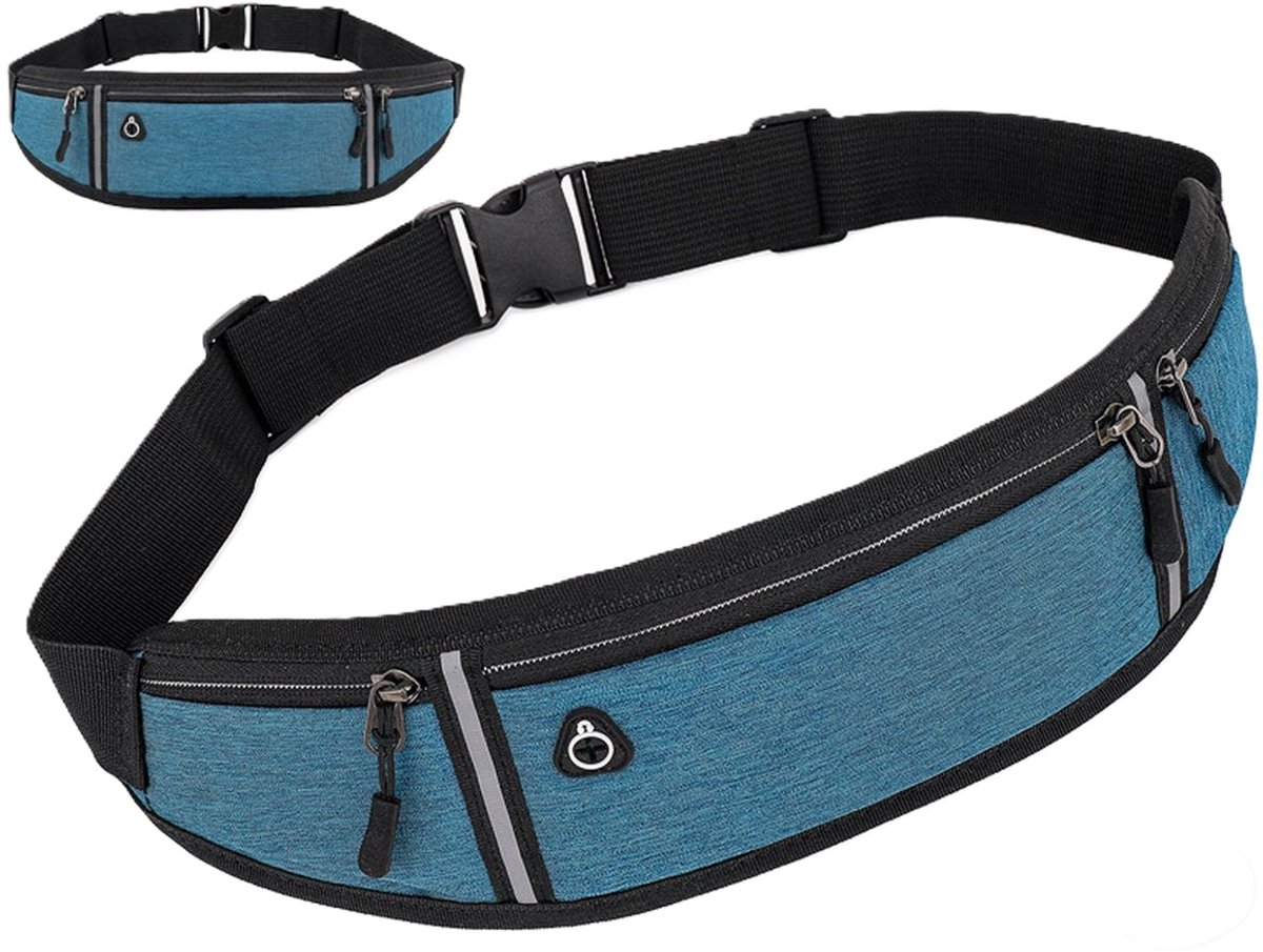 Heuptas I Running Belt I Met Telefoonhouder I Met Smartphonehouder I Reflecterend I Hardlooptas I Blauw