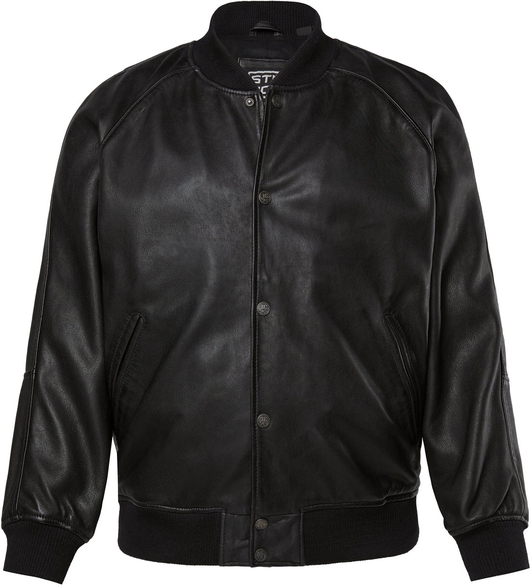STHUGE - Heren - Leren jas lamsnappa college-jas - Zwart - Maat 4XL