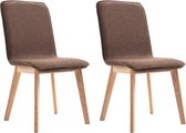Eetkamerstoelen Stof Bruin 2 STUKS / Eetkamer stoelen / Extra stoelen voor huiskamer / Dineerstoelen / Tafelstoelen / Barstoelen