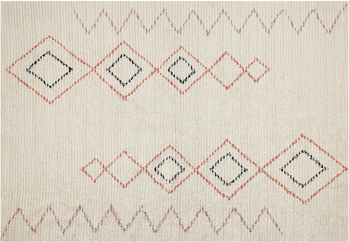 Beliani GUWAHATI - Laagpolig vloerkleed - Beige - 160 x 230 cm - Katoen