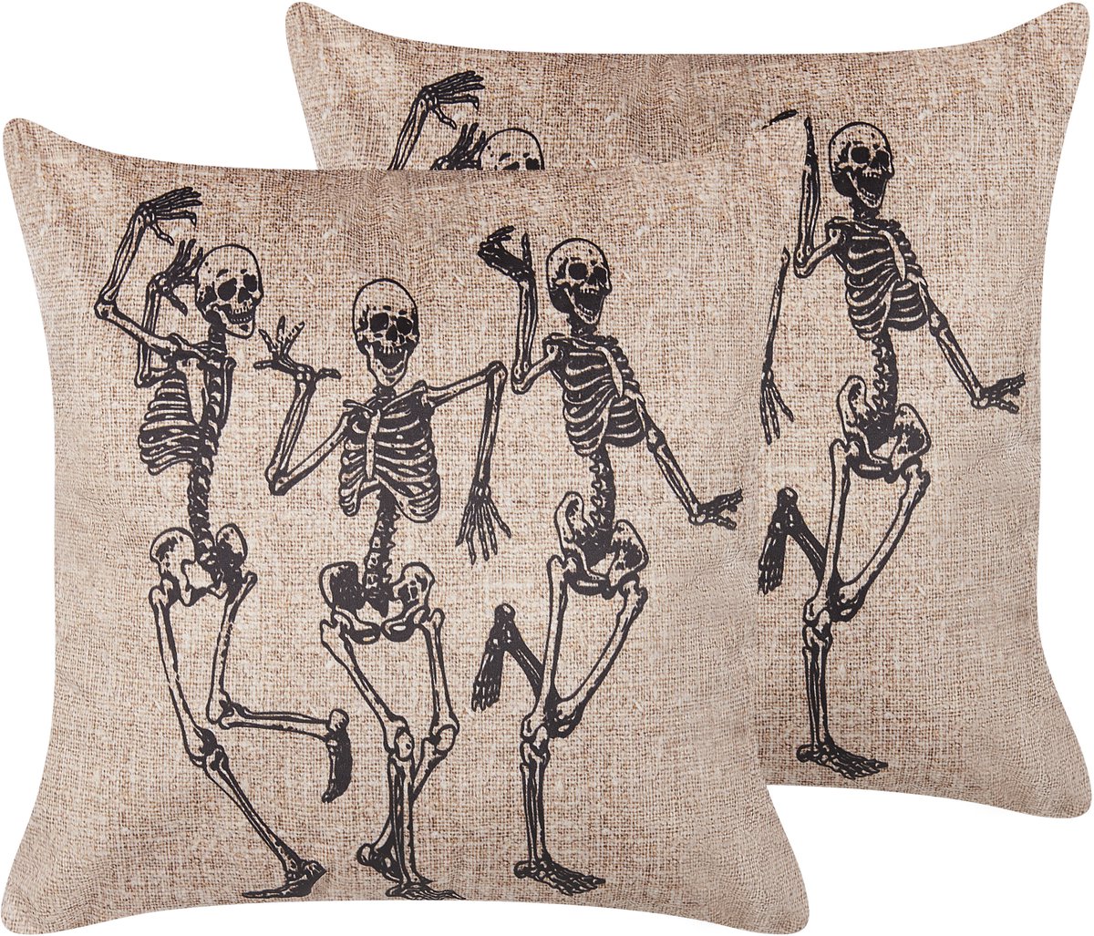 Beliani MORTESTI - Sierkussen set van 2 - Lichtbeige - 45 x 45 cm - Fluweel