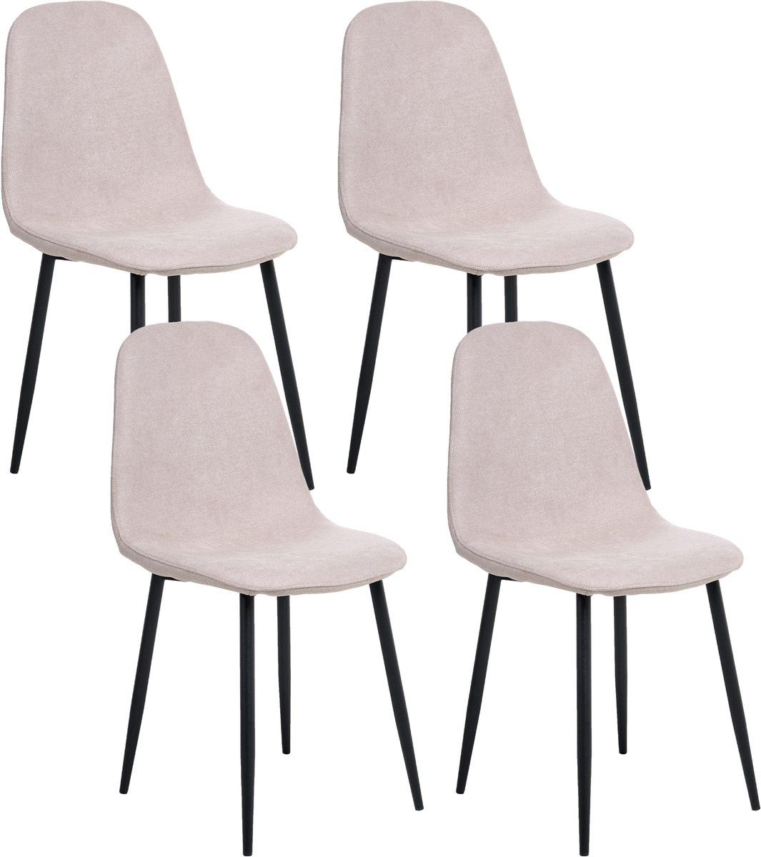 CRANDALL - Eetkamerstoel set van 4 - Beige - Polyester