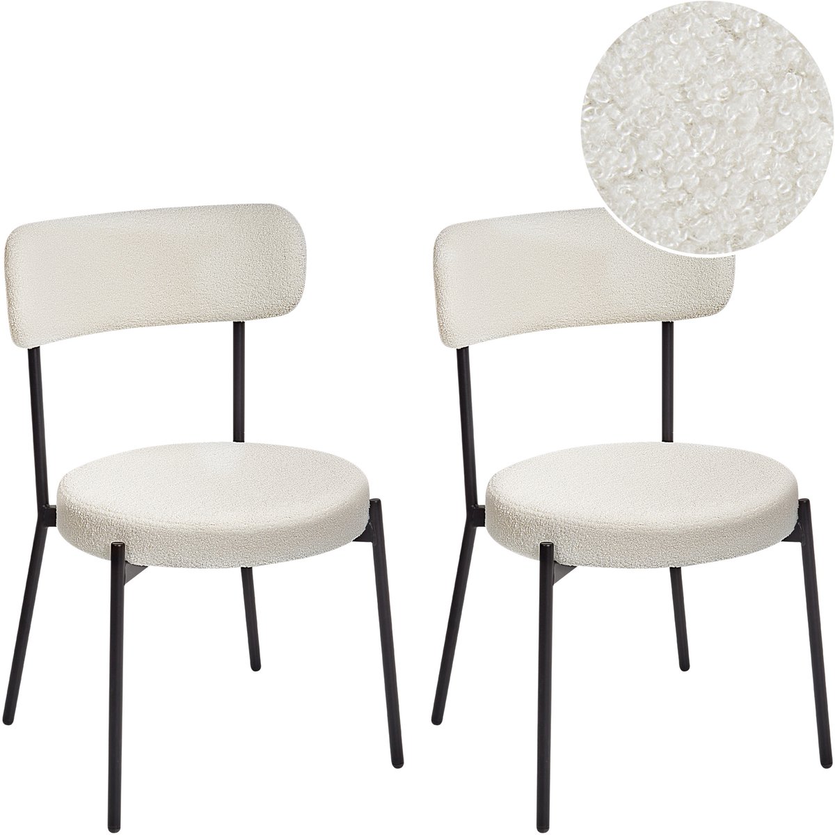 ALLISON - Eetkamerstoel set van 2 - Wit - Bouclé