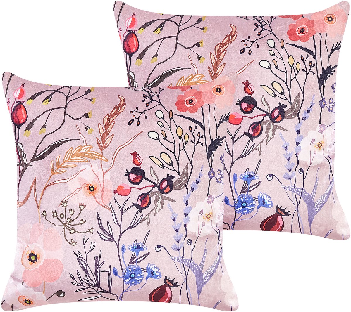 Beliani ANEMONES - Sierkussen set van 2 - Pastelroze - 45 x 45 cm - Fluweel