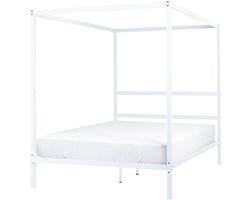 BELIANI LESTARDS - Hemelbed - Wit - 140 x 200 cm - Staal