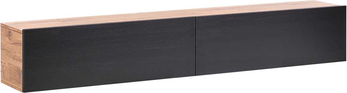 GLADSTONE - Wand TV-meubel - Zwart/Bruin - 180 cm - Vezelplaat