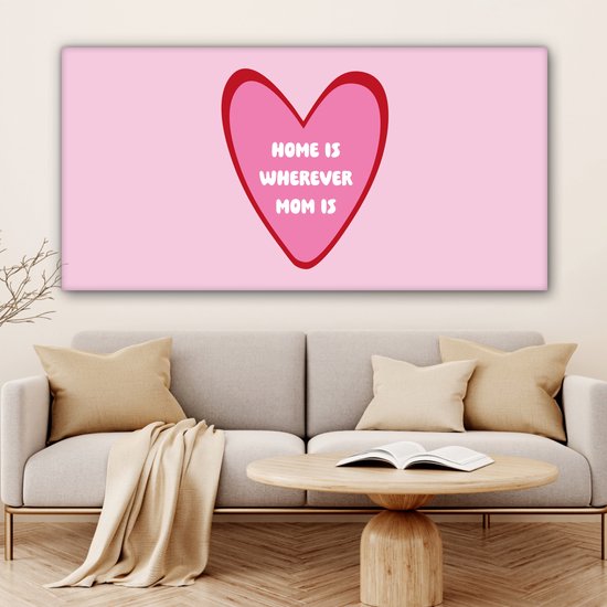 Tableau sur toile 160x80 cm - Décoration murale exclusive Citation - Mère - Rose - Décoration murale salon - Décoration chambre - Accessoires chambre - Peintures sur toile - Cadeau fête des mères - Cadeau pour maman