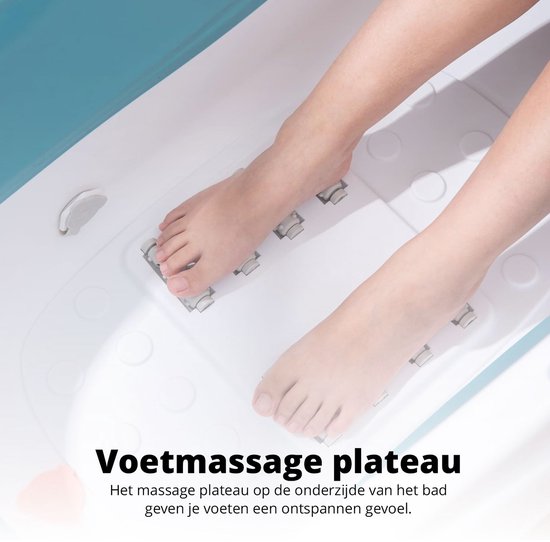 Voetmassage plateau op de onderzijde van het bad, voor ontspannen voeten.