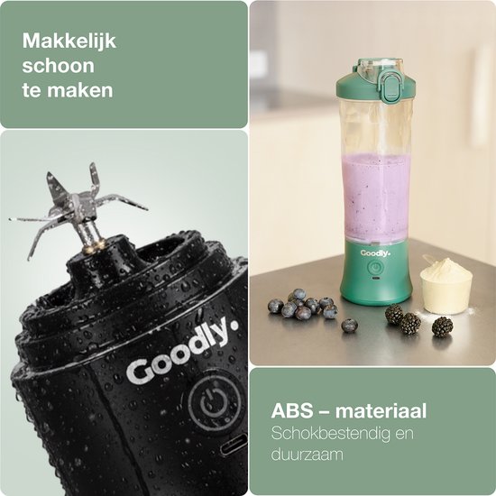 Goodly® Blender to go - Smoothie maker - Draagbare Blender - USB Oplaadbaar - Juicer - Mixer - incl. handige gebruikerstips - Licht & Compact - 600ml - Wit van Merkloos — afbeelding 5
