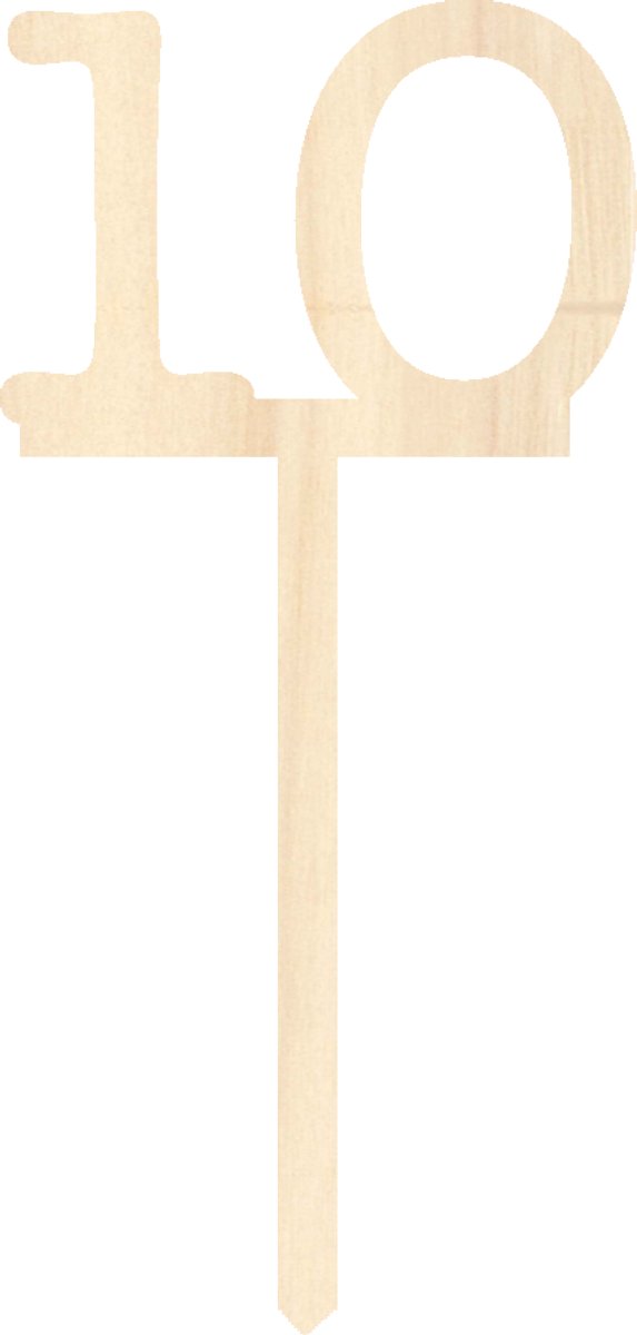 Houten taarttopper / caketopper – cijfer 10 – verjaardag / jubileum – cake / taart decoratie
