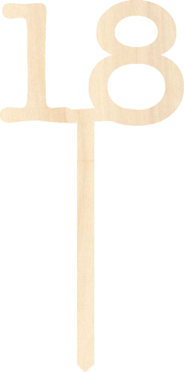 Houten taarttopper / caketopper – cijfer 18 – verjaardag / jubileum – cake / taart decoratie
