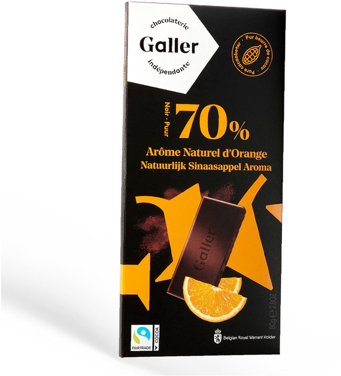 Chocolade tablet Galler Dark Orange, 80 g