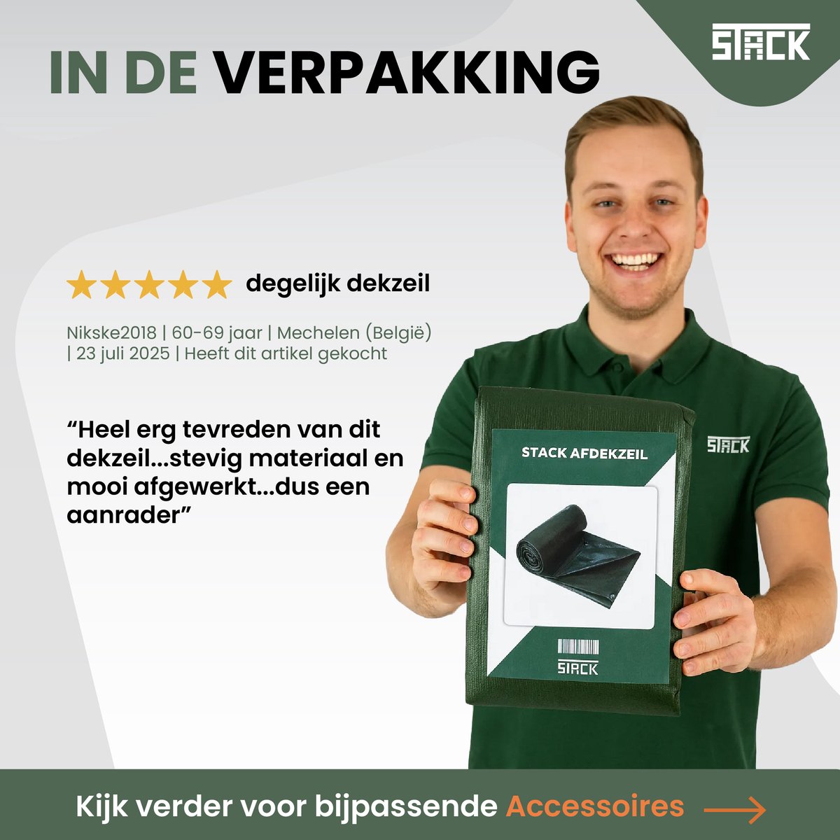 STACK® Extra Sterk Afdekzeil - 8x10m - Donker Groen - 150G/M2 - Waterdicht Bouwzeil & Zeildoek - Zeil Met Ringen - Beschermhoes & Afdekhoes voor Zwembad,Tuin Set,Motor,Scooter,Fietsen,Aanhangwagen,Scootmobiel,BBQ accesoires - Auto Hoes Bescherming — afbeelding 8
