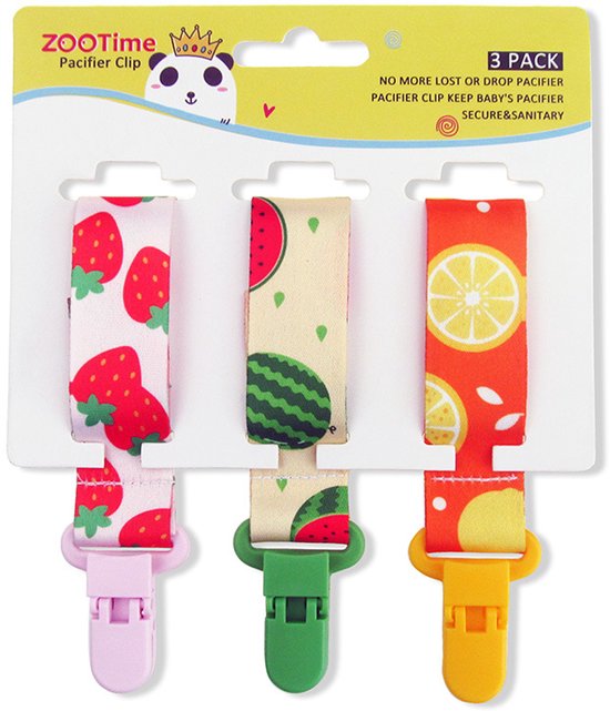 Set 3 stuks speenkoord - Speenketting - Funky Fruit - Fopspeenkoord