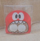 50x Transparante Uitdeelzakjes - rood - Plastic traktatie Zakjes - Snoepzakjes - Transparante Zakjes - Cookie monster