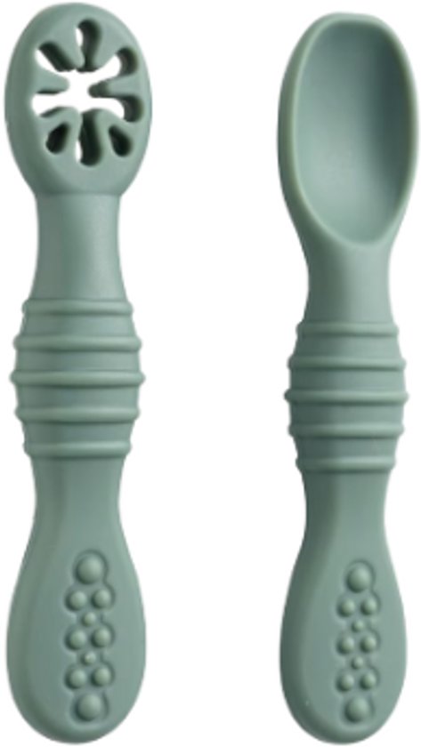 2 pièces Cuillères Kinder - couverts pour enfants - Cuillères Bébé - Cuillère à Couverts - Cuillère en Siliconen - cuillère - couverts pour bébé - cuillère pour enfants - couverts pour enfants - Cuillère souple - Vert Matcha