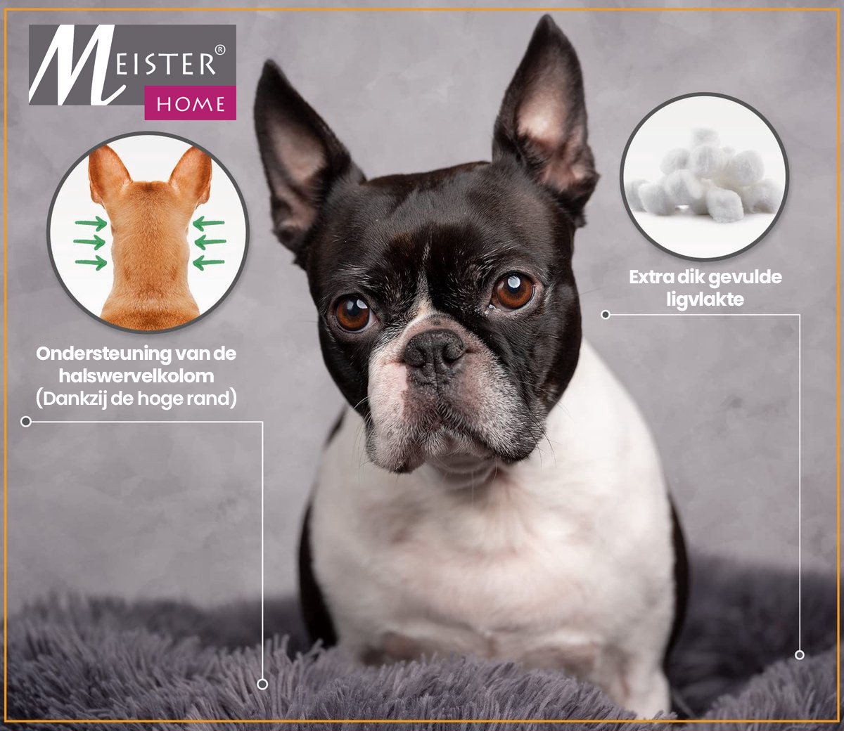 MeisterPets Donut Hondenmand 80 cm - Pluche, Antislip thumbnail 2