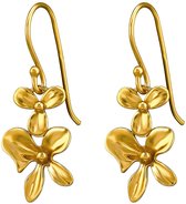 Joy|S - Zilveren bloem oorhangers - Orchidee oorbellen - sterling zilver 925 - goldplated