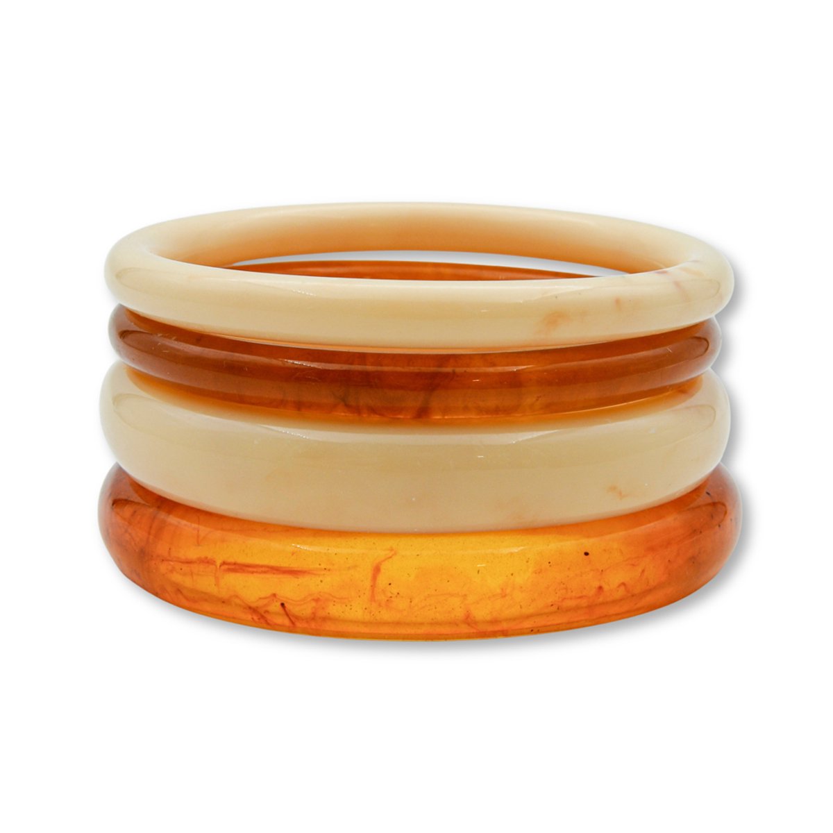 Marama - Bangle Set van 4 - Bruin en Crème - Stijlvol Boho Chique