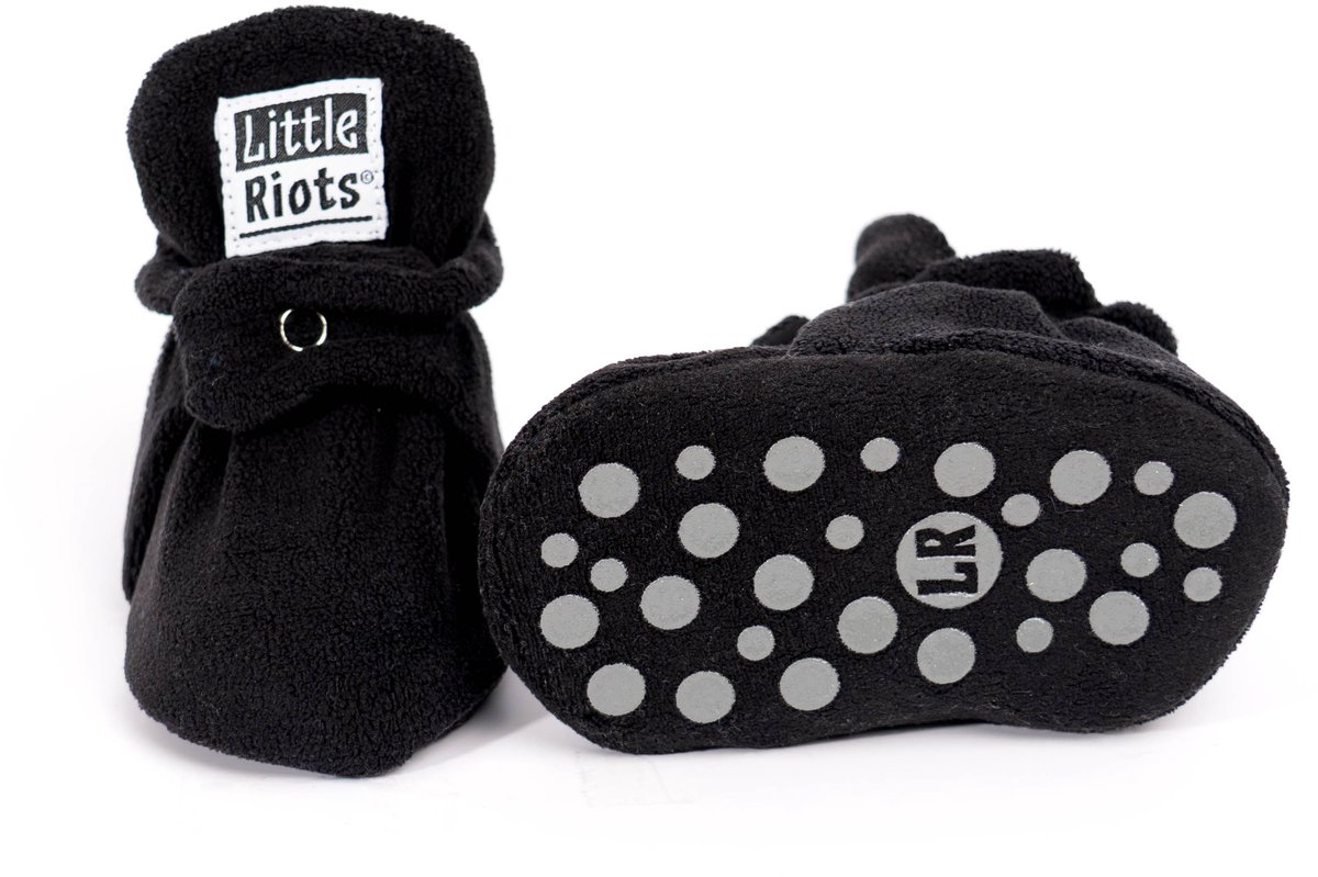 Little Riots - Babyslofjes - Fleece Stepper - Antislip - Zwart - 18-24 Maanden (14cm) - Schoenmaat 22-23